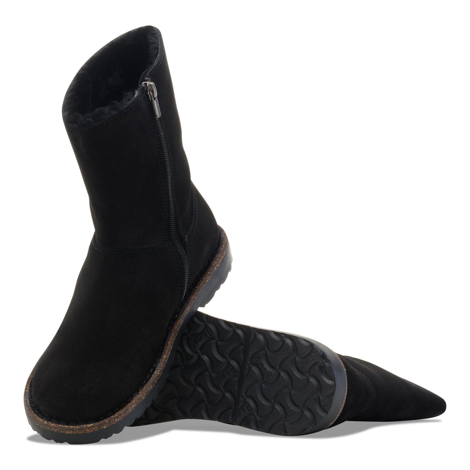 Birkenstock Uppsala Zip Shearling Black Suede