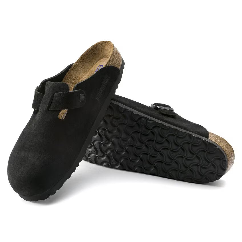 Birkenstock Boston Soft Footbed Black Suede