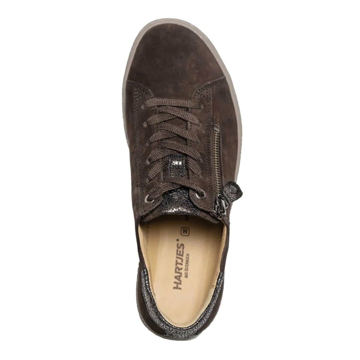 Hartjes Phil Dark Brown/Old Gold Side Zip Oxford