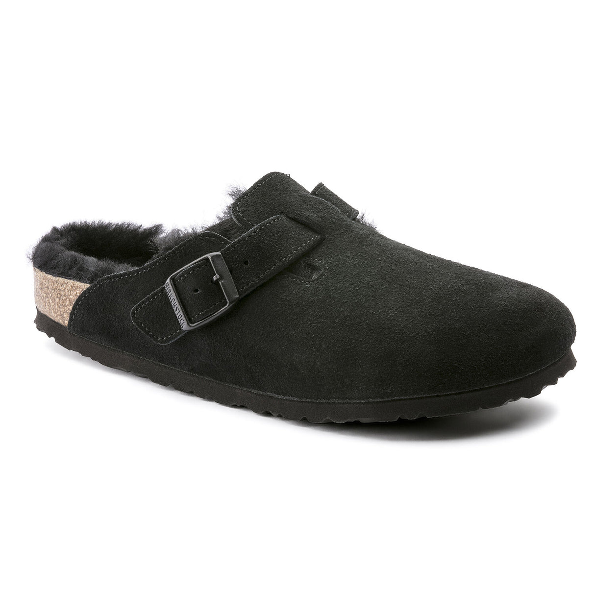 Birkenstock Boston Black Suede Shearling