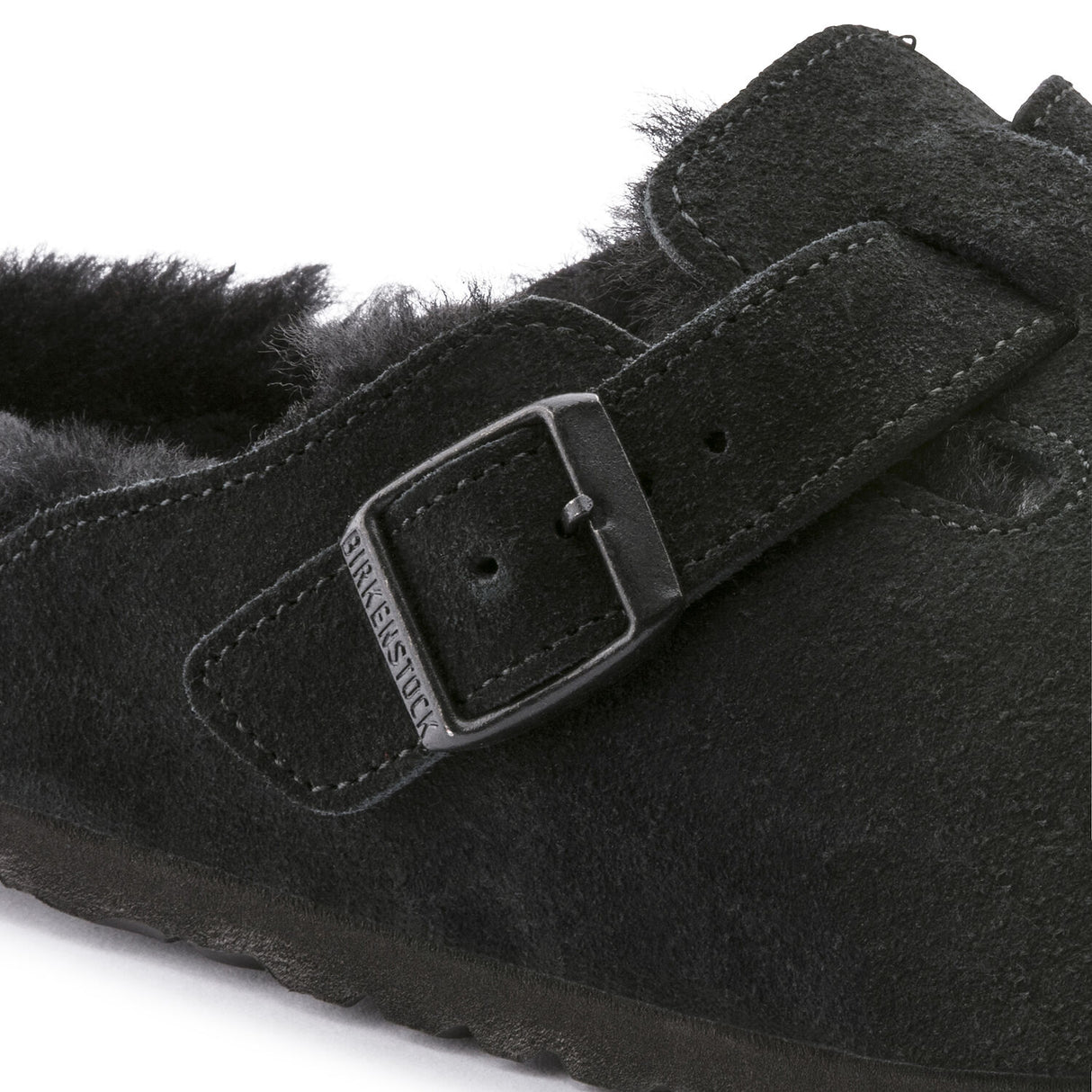 Birkenstock Boston Black Suede Shearling