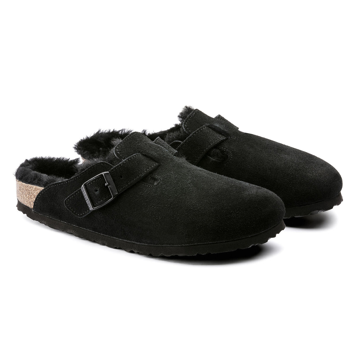 Birkenstock Boston Black Suede Shearling