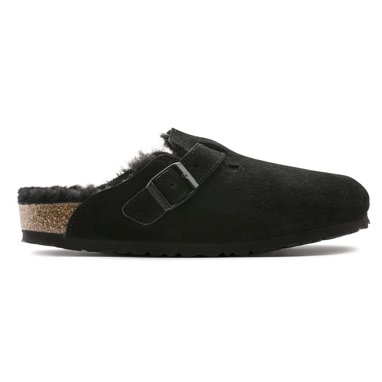 Birkenstock Boston Black Suede Shearling