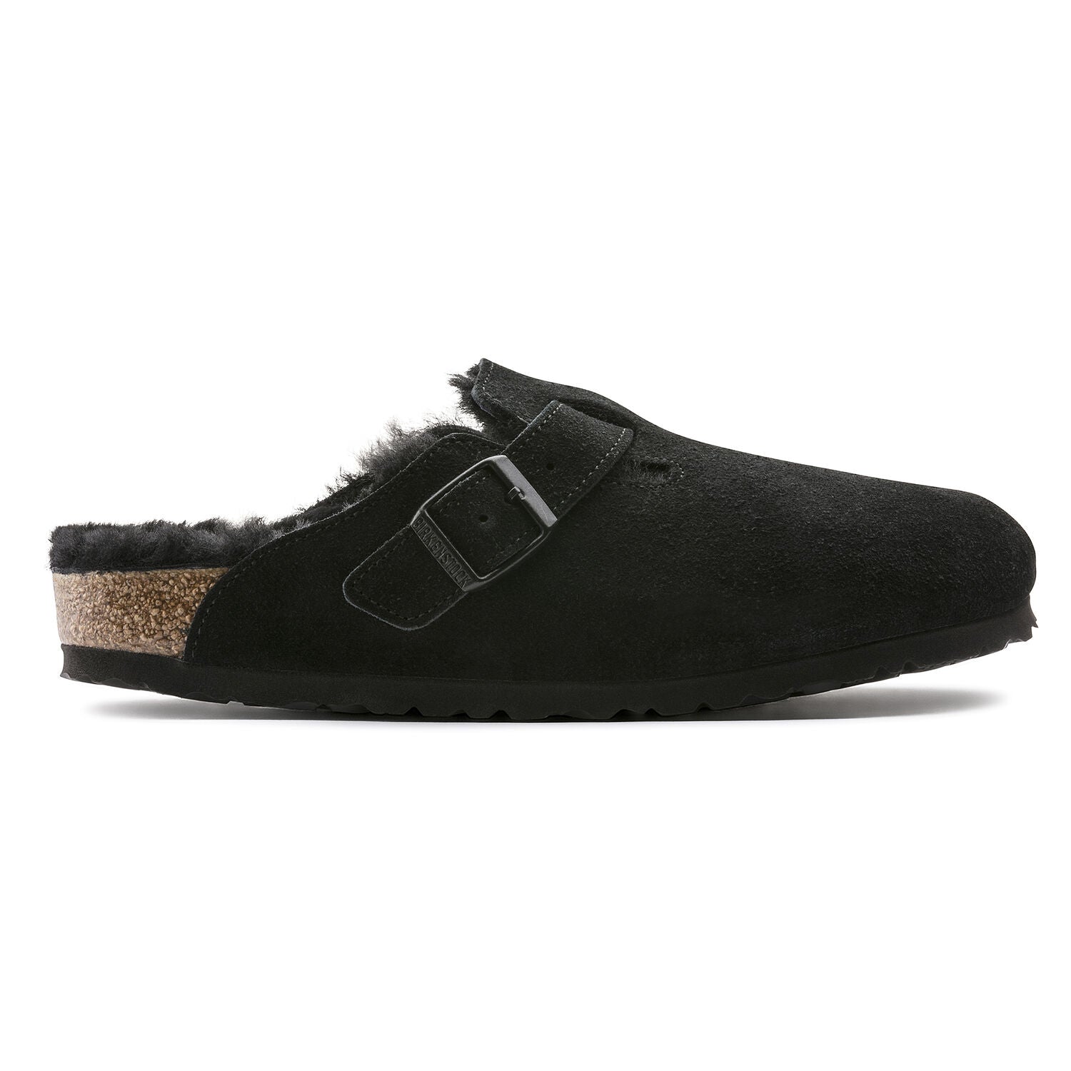 Birkenstock Boston Black Suede Shearling