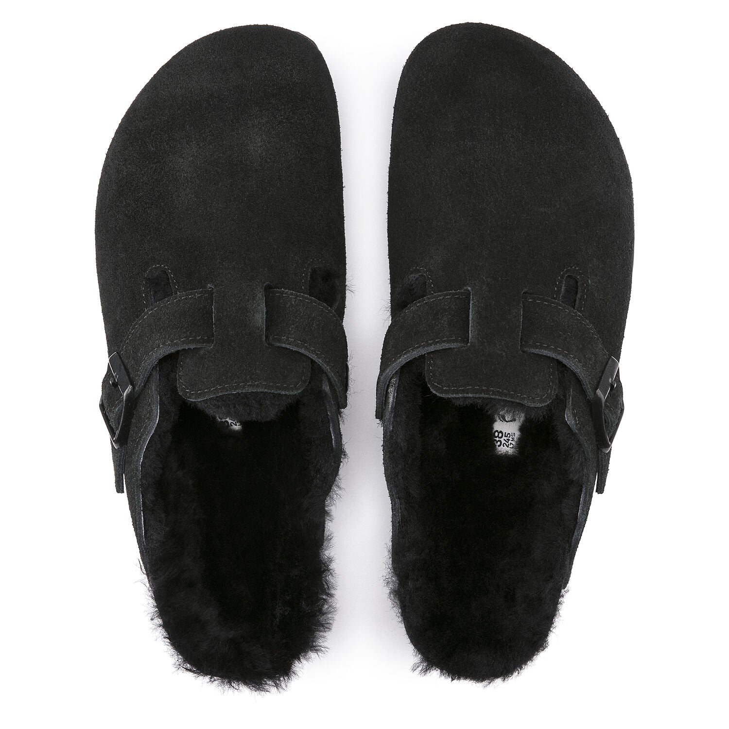 Birkenstock Boston Black Suede Shearling