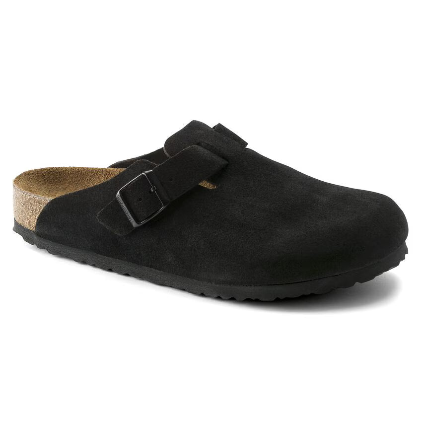 Birkenstock Boston Soft Footbed Black Suede