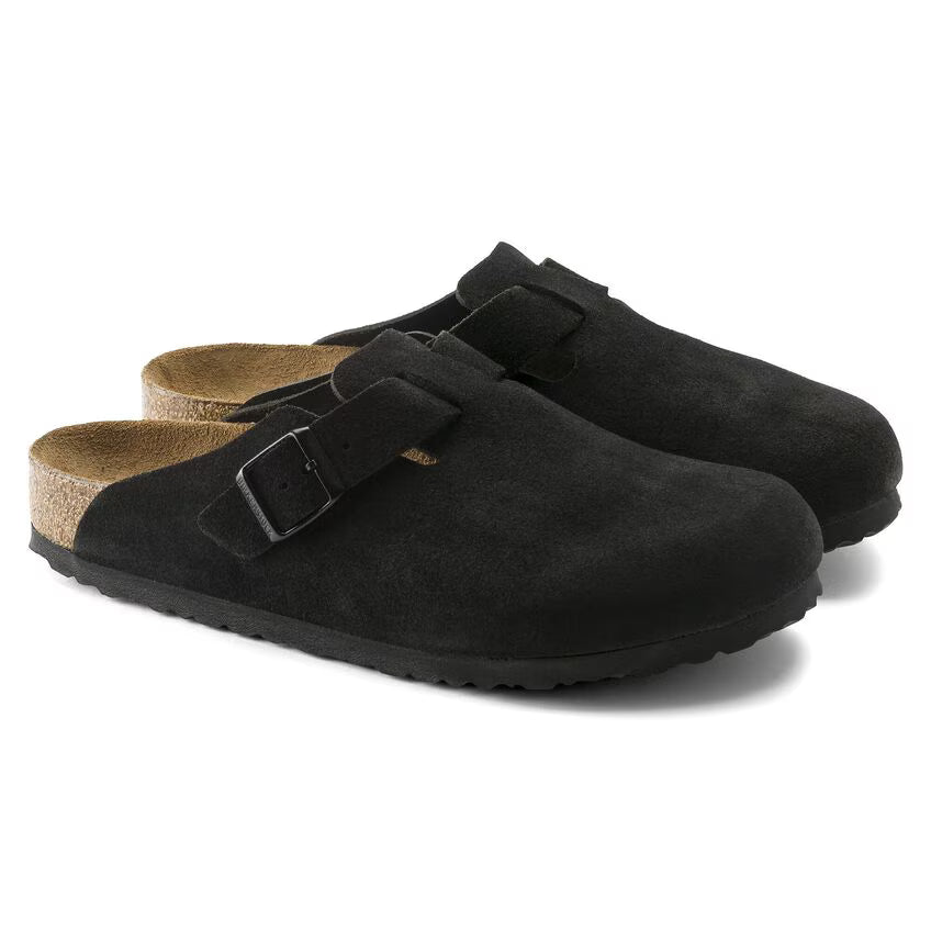 Birkenstock Boston Soft Footbed Black Suede