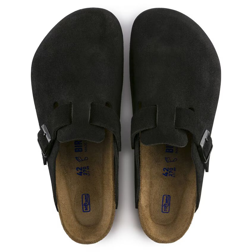 Birkenstock Boston Soft Footbed Black Suede