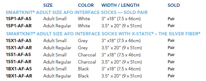 SmartKnit AFO Sock Adult White Regular